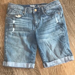 Mossimo Blue Denim Mid-rise Bermuda Shorts